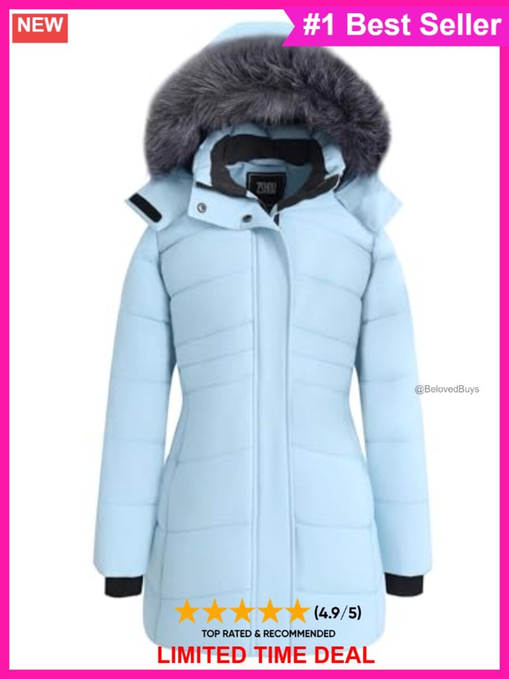 Women's Quilted Waterproof Puffer Jacket Long Winter Parka